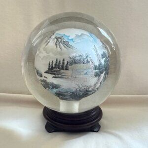 Reverse Painted Glass Globe